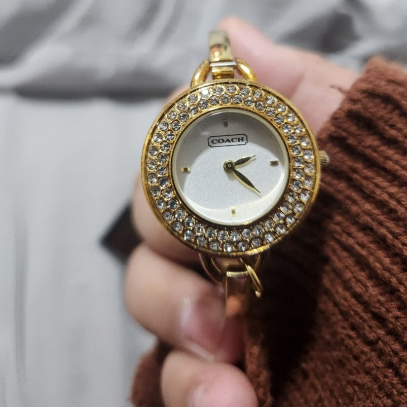 Women Phoebe Quartz White Dial- Golden Stainless Steel Watch