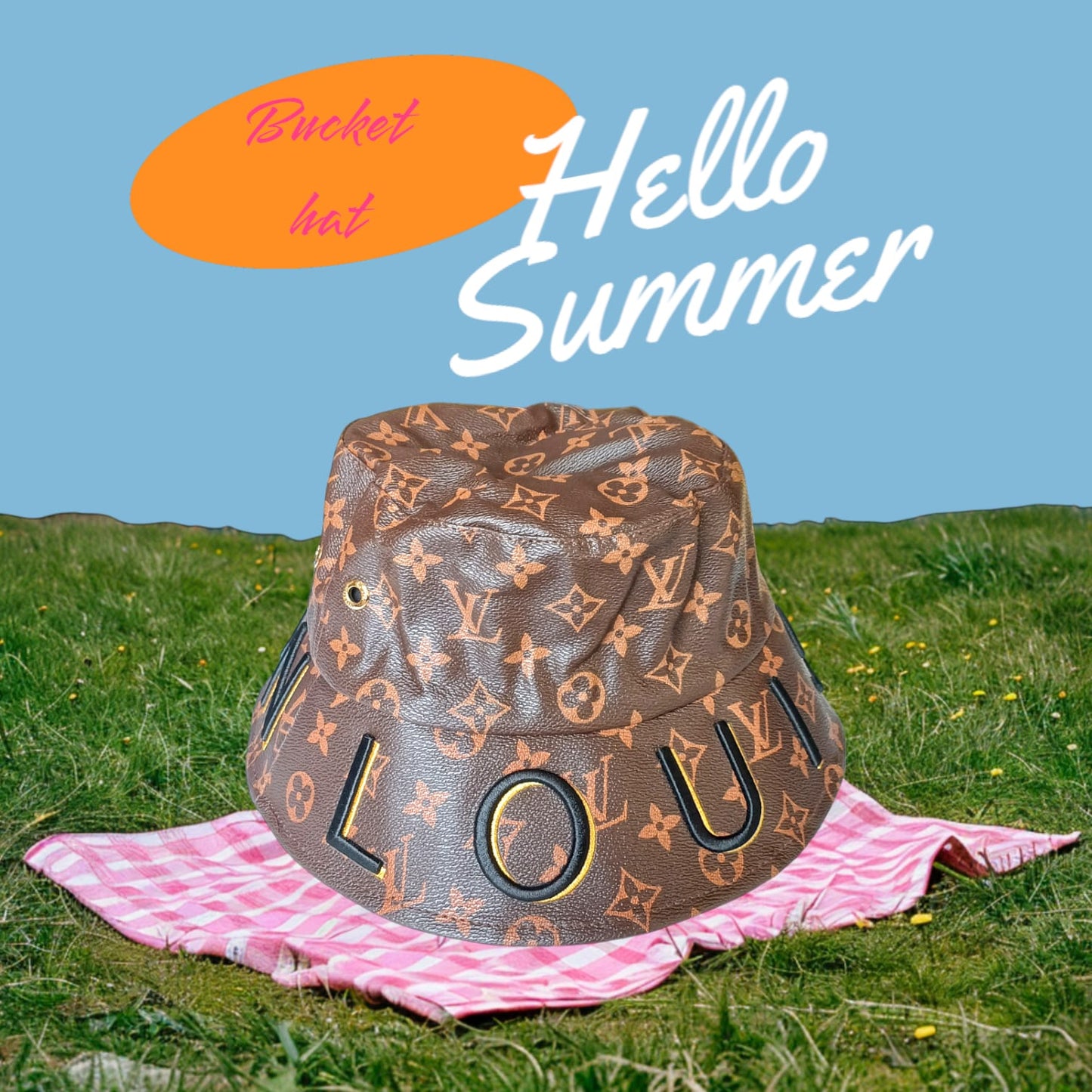 Brown Monogram Bucket Hat