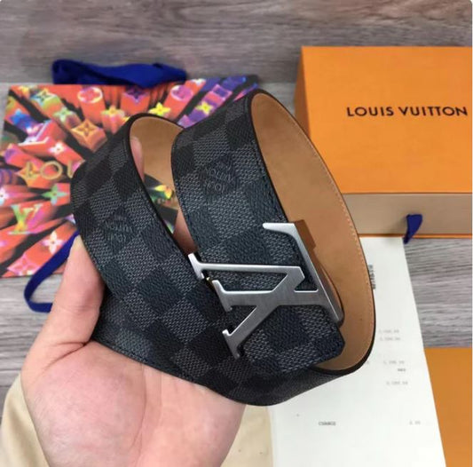 LV Silver Buckle Damier Graphite Belt