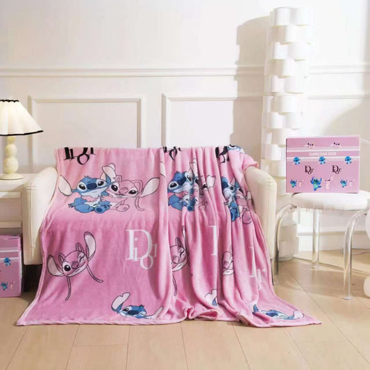 Dior Lilo Stitch Flannel Blanket