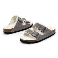 Birkenstock Arizona Shearling Mink Suede Grey