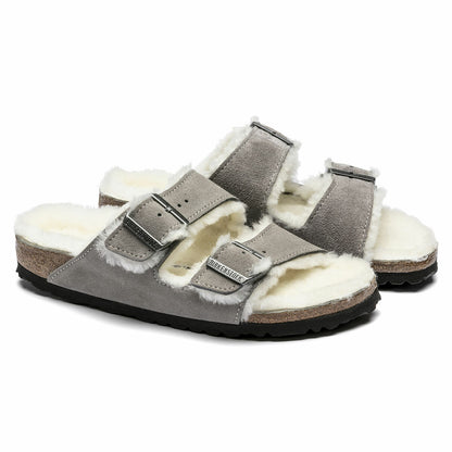 Birkenstock Arizona Shearling Mink Suede Grey