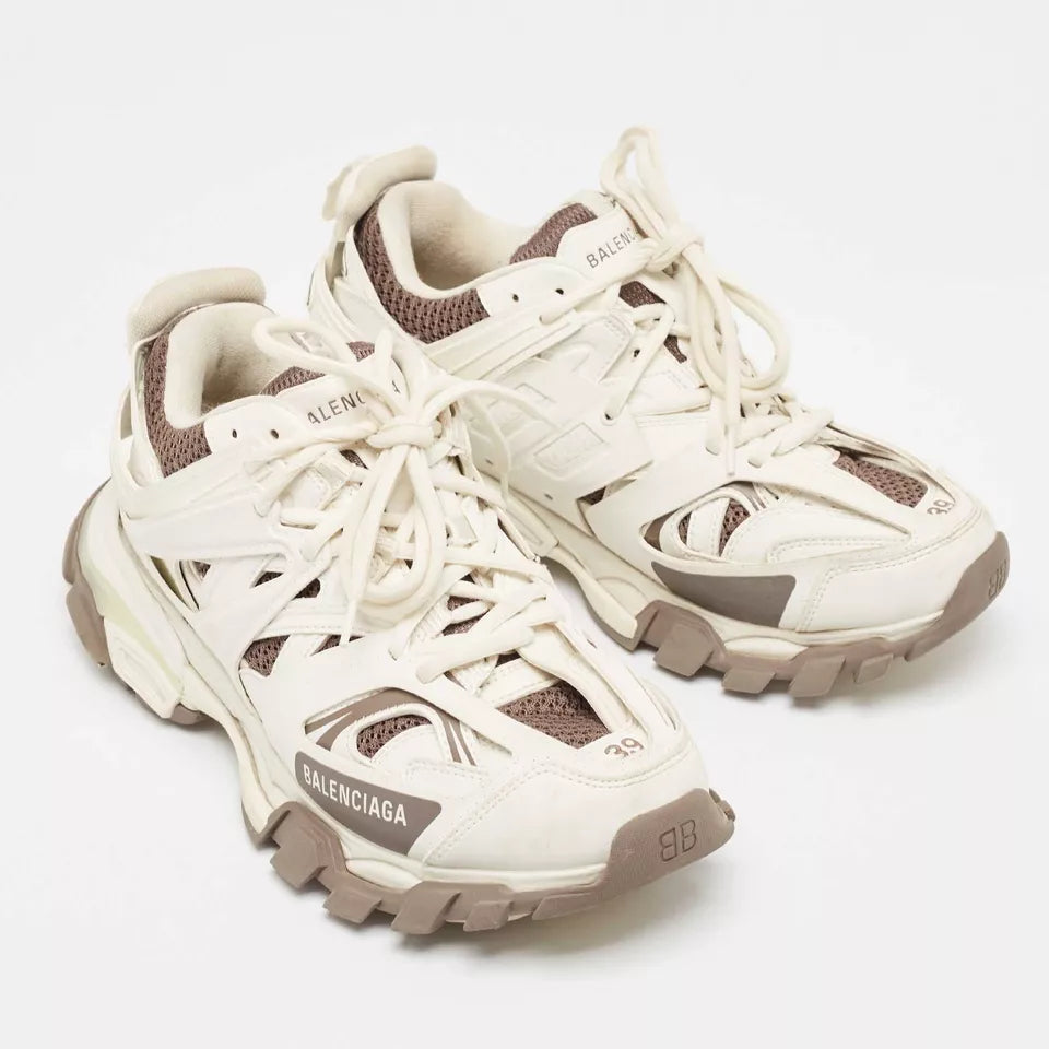 Balenciaga White & Brown Track Sneakers