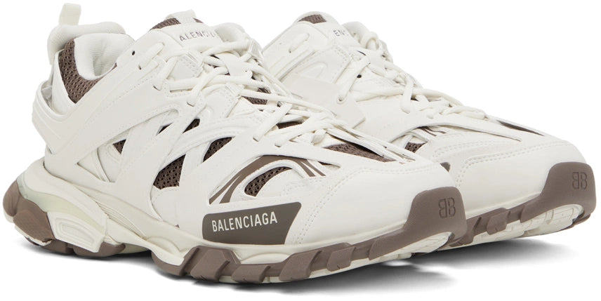 Balenciaga White & Brown Track Sneakers